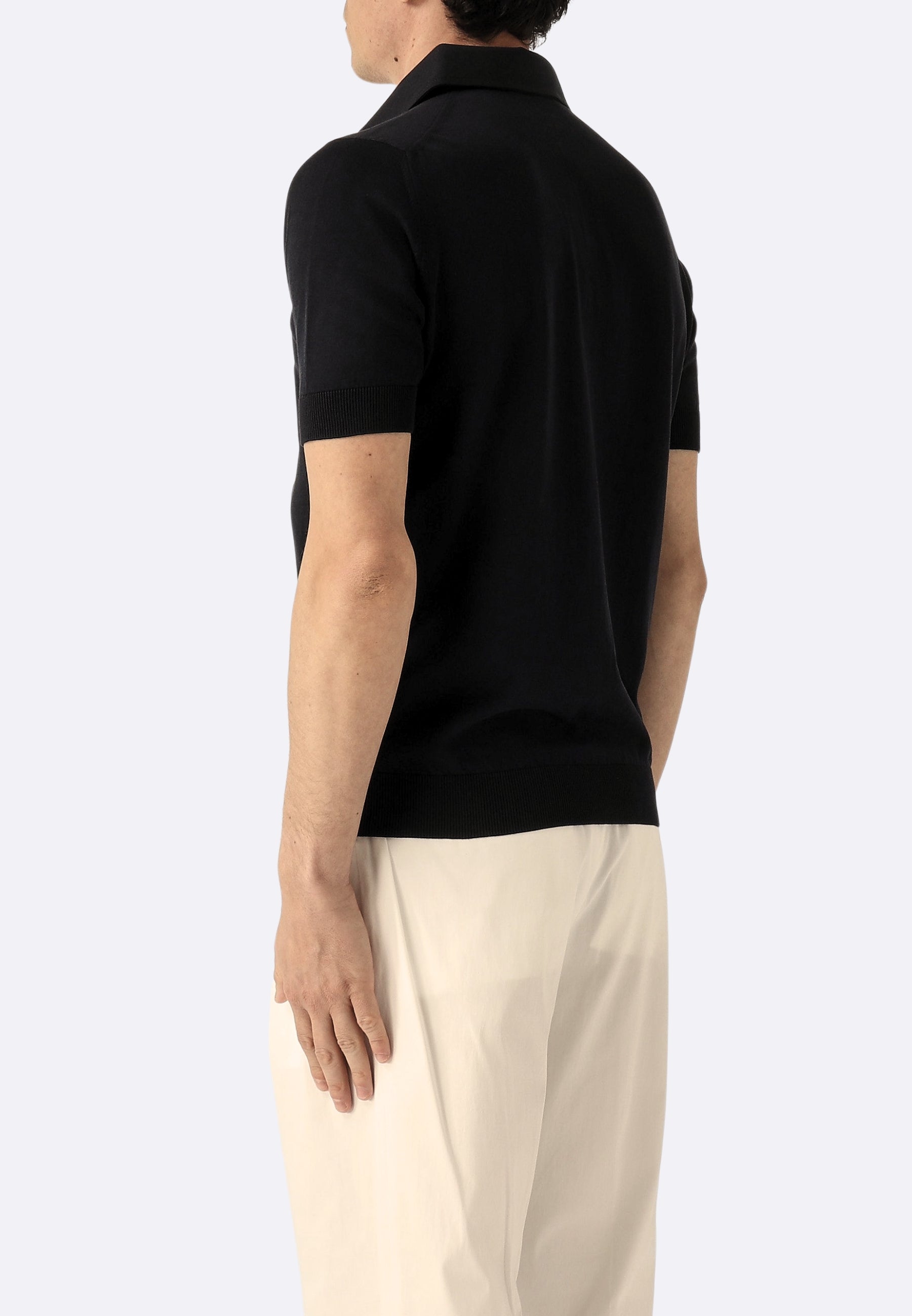 FIlippo de Laurentiis Polo Luxury in Crepe Cotton Black – IMaurizio