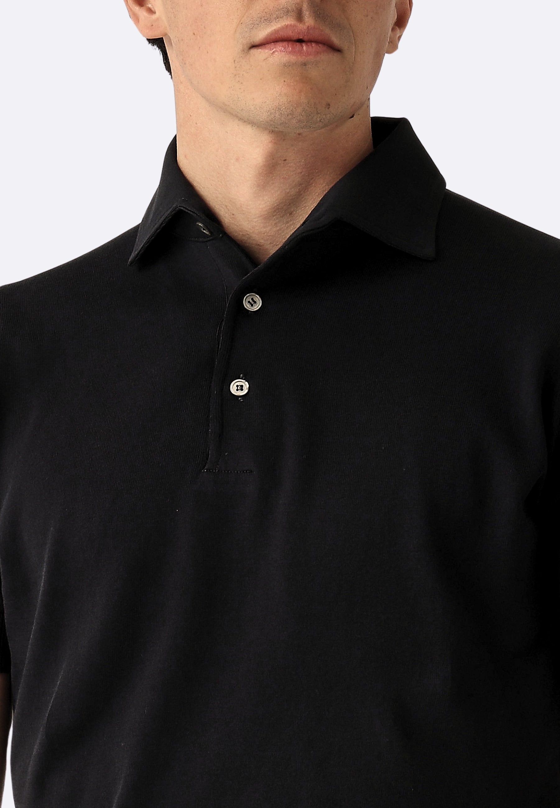 FILIPPO DE LAURENTIIS crepe cotton ポロ Filippo de Laurentiis Luxury Polo in Blue Crepe Cotton – IMaurizio