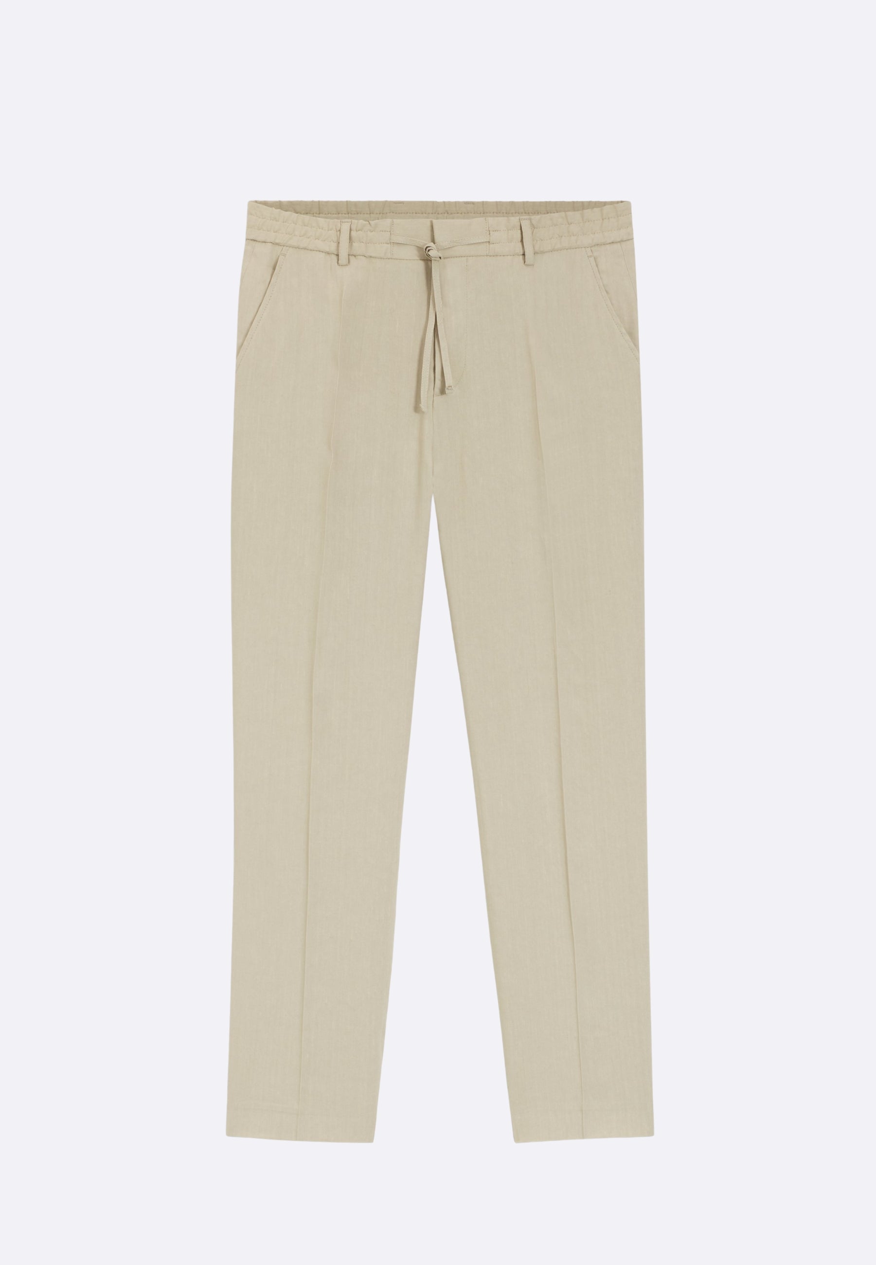 Boss Pantaloni Perin in Misto Lino Beige Fit Regolare
