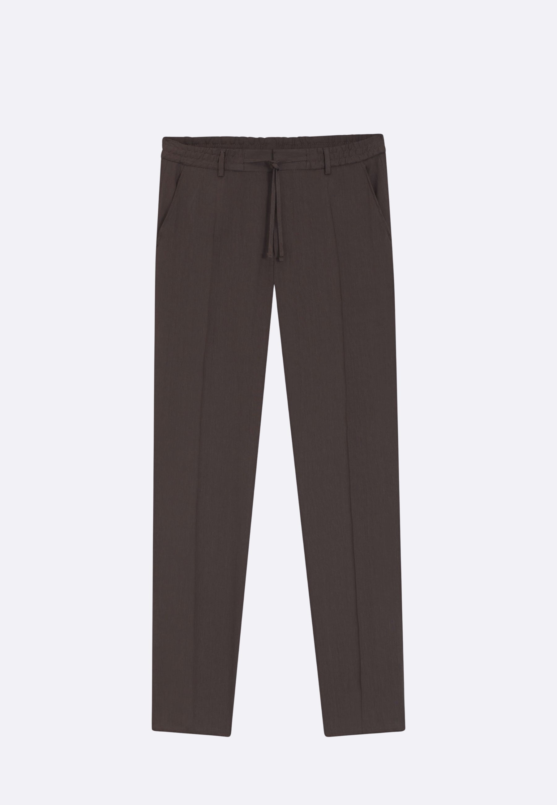 Boss Pantaloni Perin in Misto Lino Marrone Fit Regolare