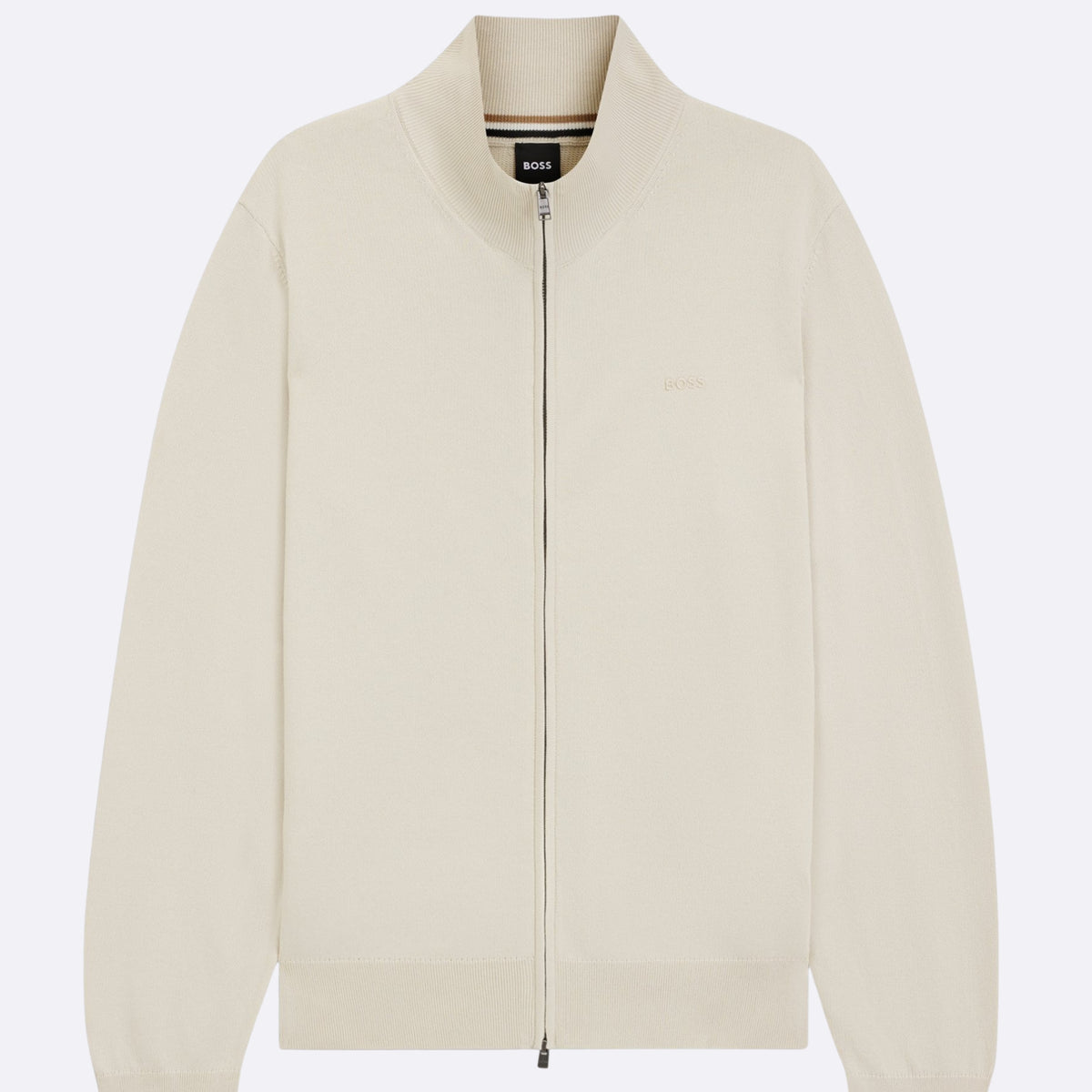 Boss cardigan Palano panna con zip e logo – IMaurizio