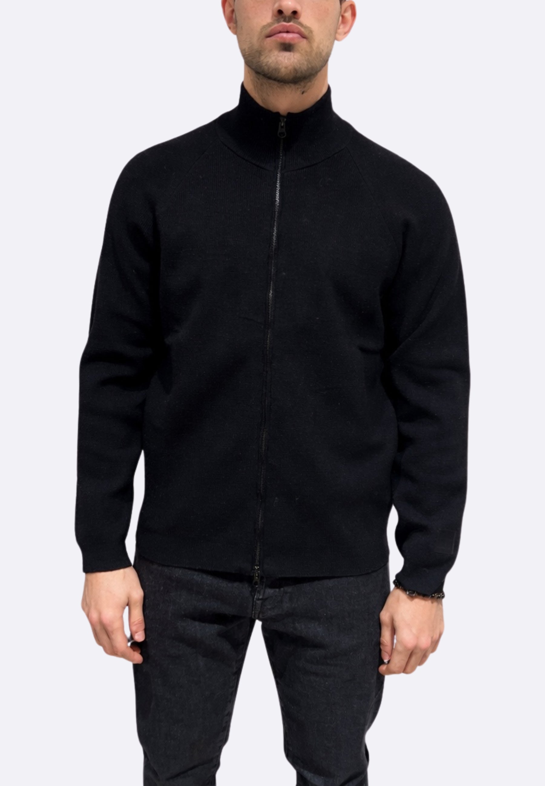 C.P. Company Cardigan Full Zip Nero in Lana