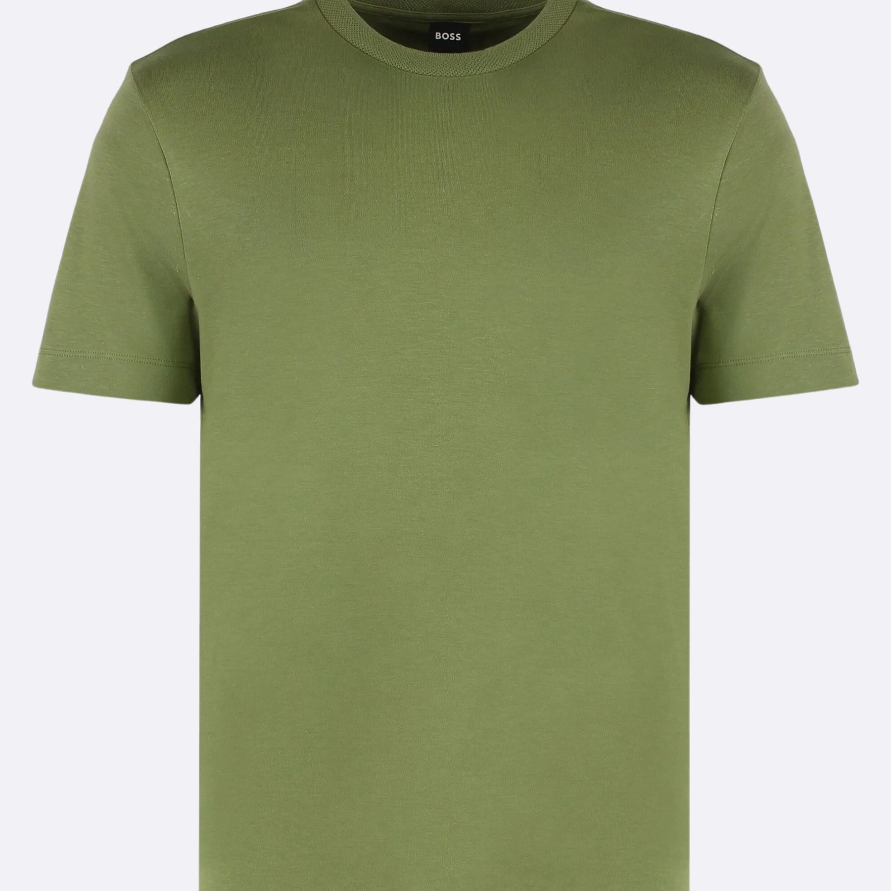 Boss Green Crew Neck T-Shirt with Textured Collar