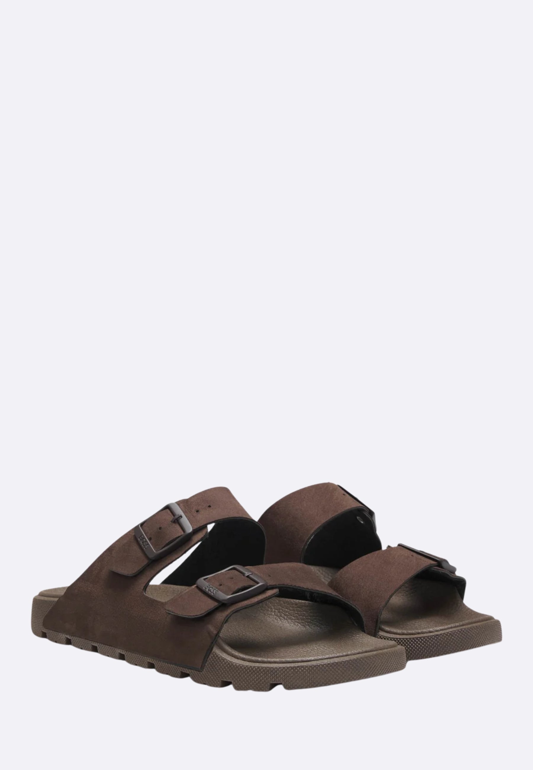 Boss Ciabatte Surfley Marroni con Doppio Cinturino Scamosciato